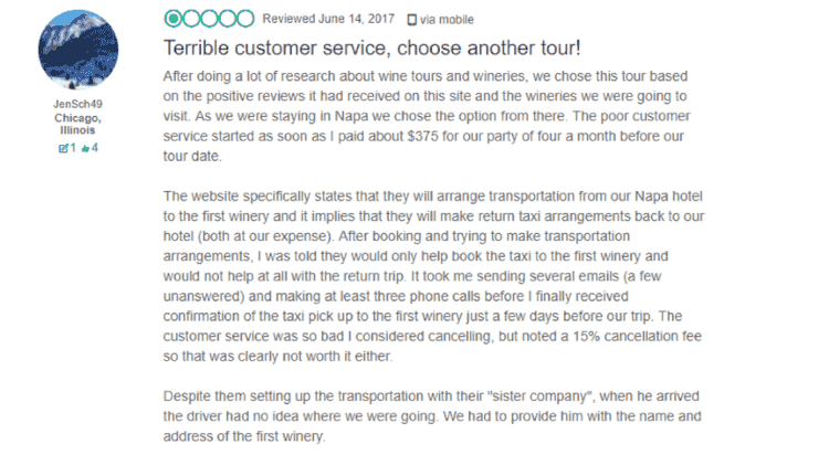 Importance of Customer Complaints - Wine Country Tour Shuttle